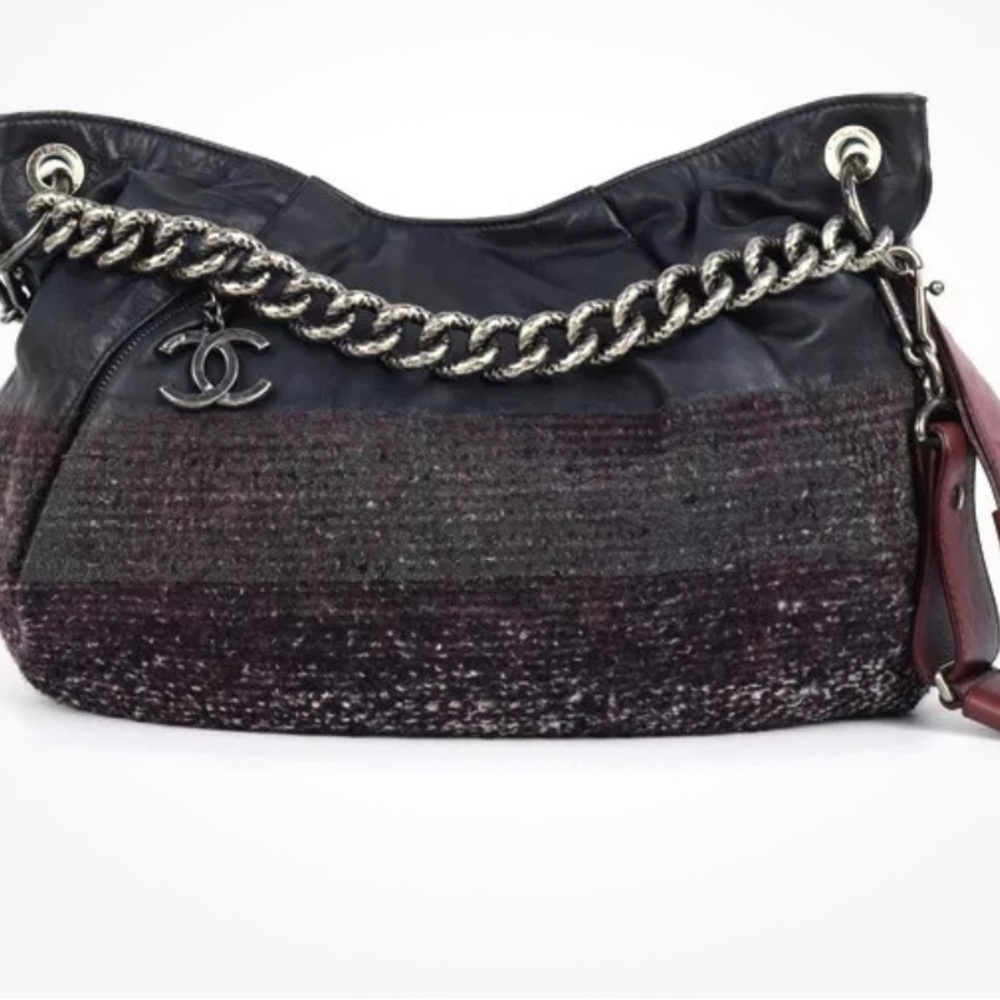 Authentic Chanel Tweed Black Bag
